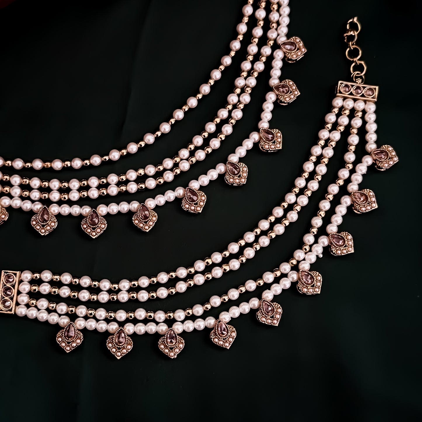 Ishana Jadau Baahubali 4 Layer Detachable Earchains - Golden