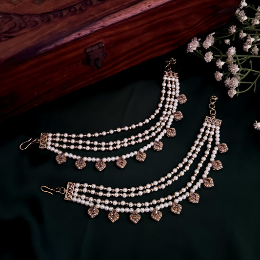 Ishana Jadau Baahubali 4 Layer Detachable Earchains - Golden