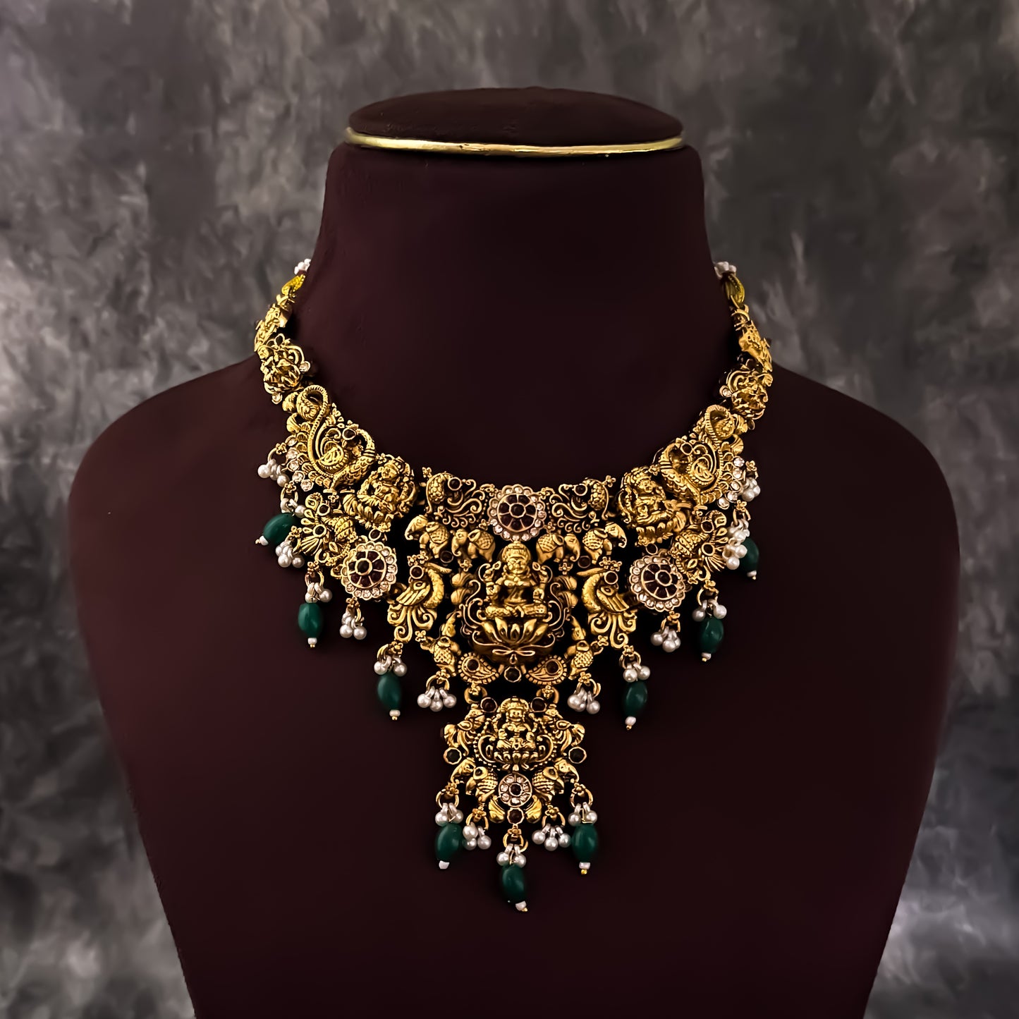 Bhavani Lakshmi Temple Necklace Set - Golden
