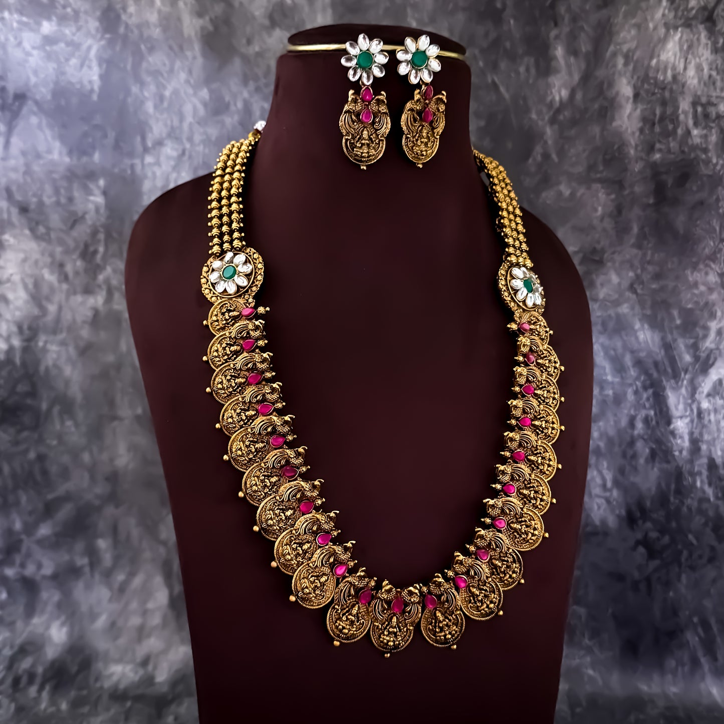 Rajitha Lakshmi Coin Long Necklace Set