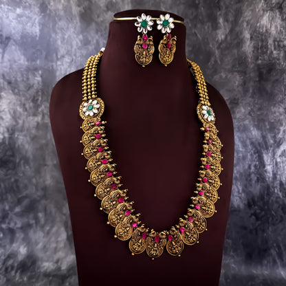 Rajitha Lakshmi Coin Long Necklace Set