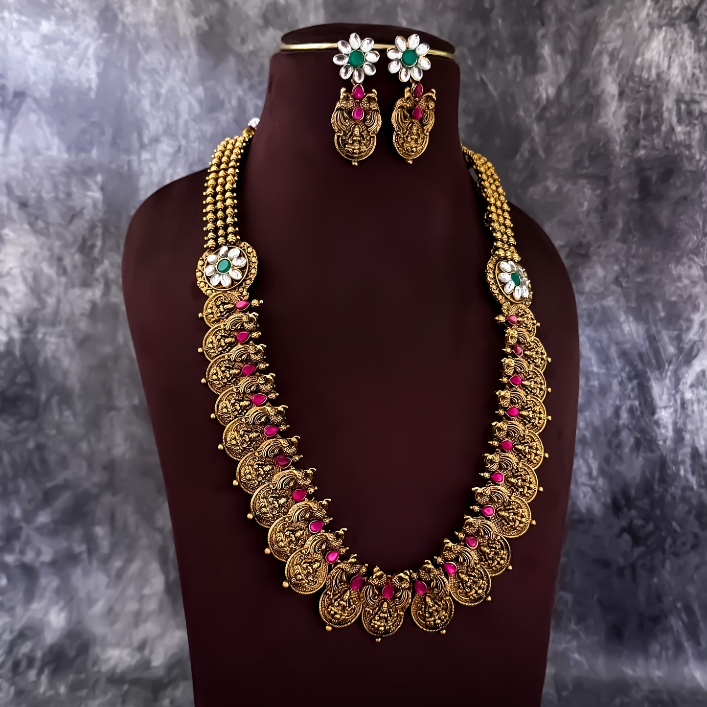 Rajitha Lakshmi Coin Long Necklace Set