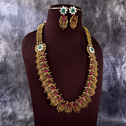 Rajitha Lakshmi Coin Long Necklace Set