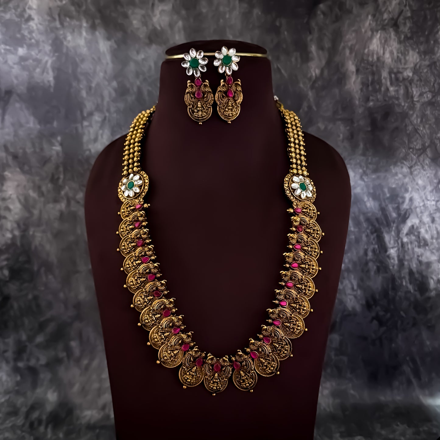 Rajitha Lakshmi Coin Long Necklace Set