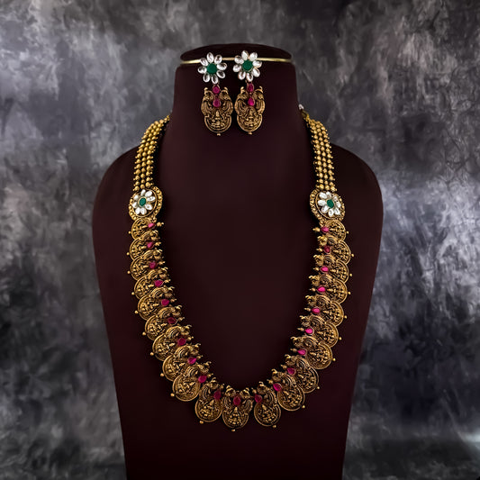 Rajitha Lakshmi Coin Long Necklace Set