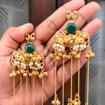 Swara Golden Premium Kashmiri Brass Jhumka Earrings