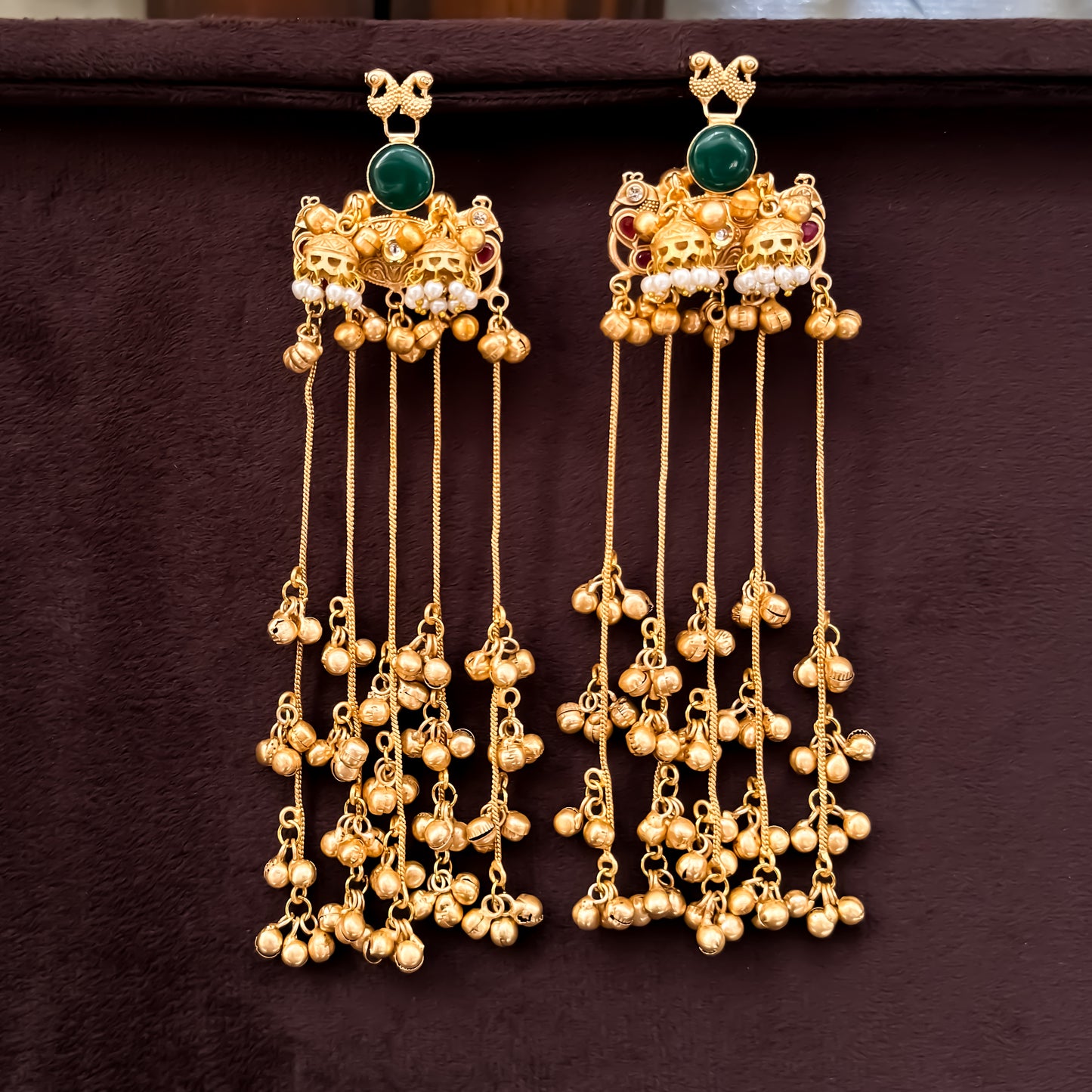 Swara Golden Premium Kashmiri Brass Jhumka Earrings