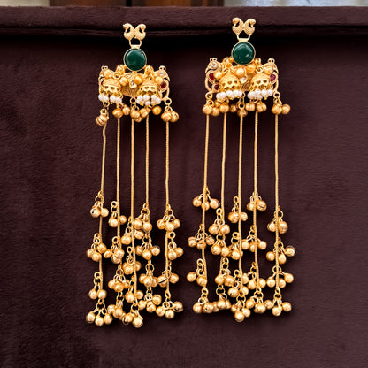 Swara Golden Premium Kashmiri Brass Jhumka Earrings