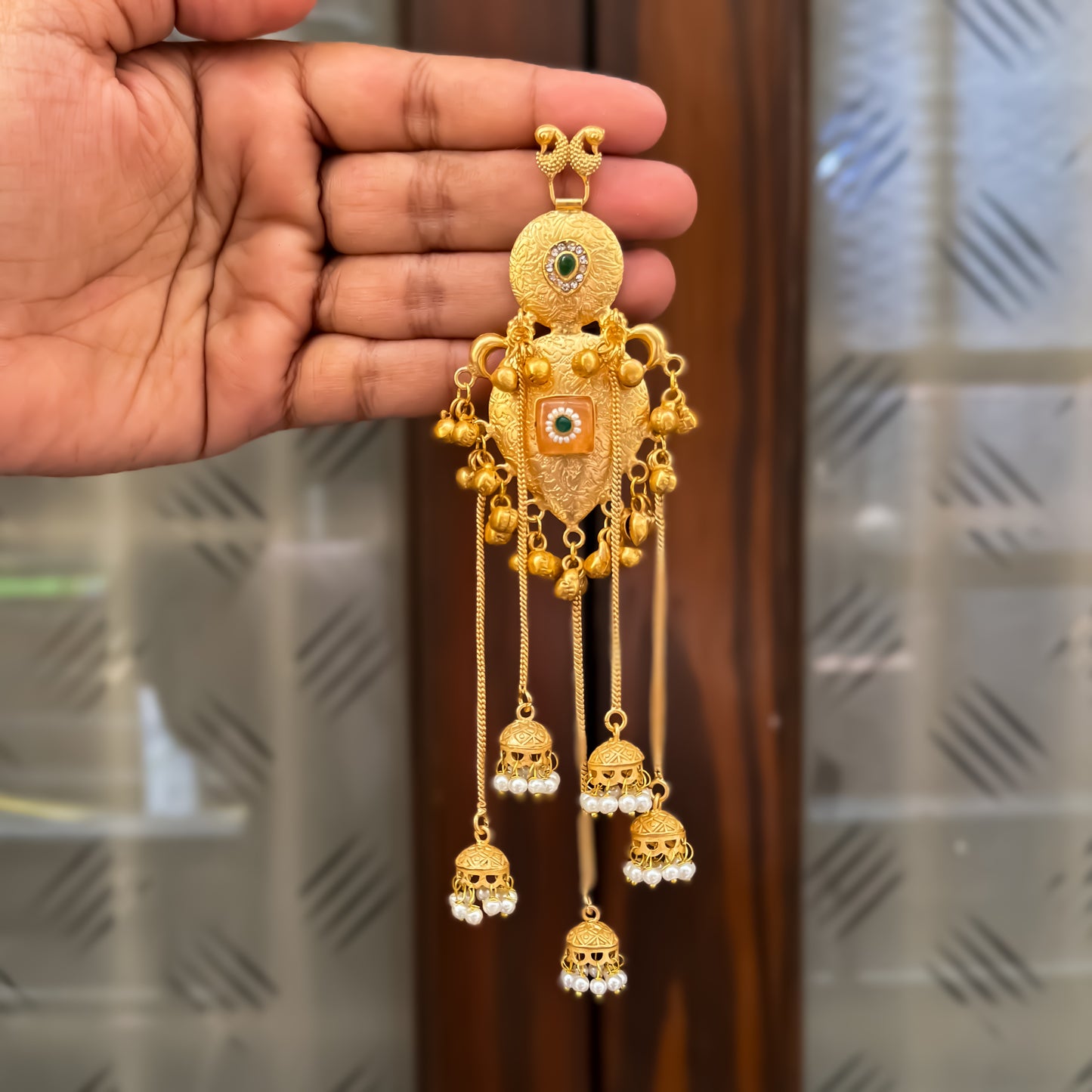 Jhanak Kashmiri Golden Premium Brass Jhumka Earrings