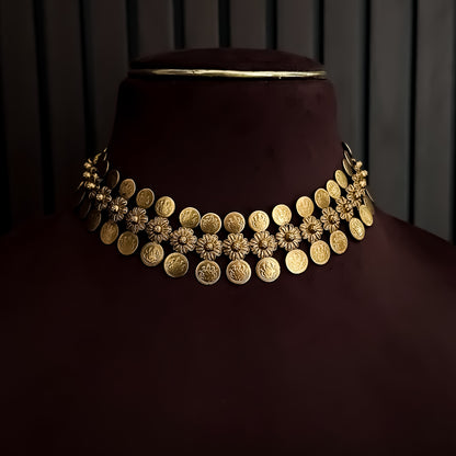 Nigah Gold Coin Kashumala Golden Necklace Set