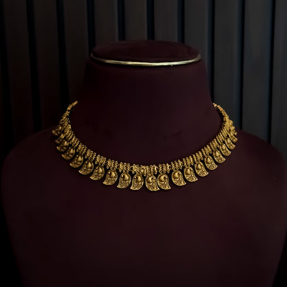 Amrapali Temple Gold Motif Necklace Set - Golden