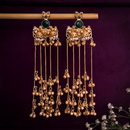 Swara Golden Premium Kashmiri Brass Jhumka Earrings