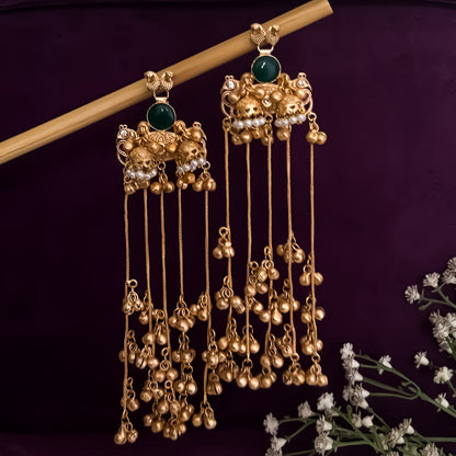 Swara Golden Premium Kashmiri Brass Jhumka Earrings