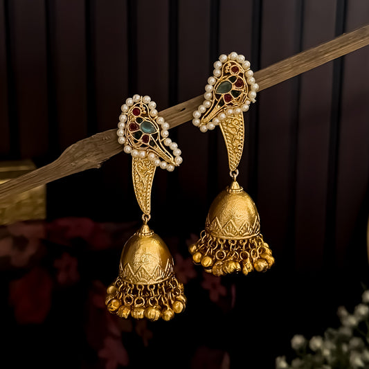 Divira Kashmiri Brass Dejhoor Jhumka Ghungroo Earrings - Multi