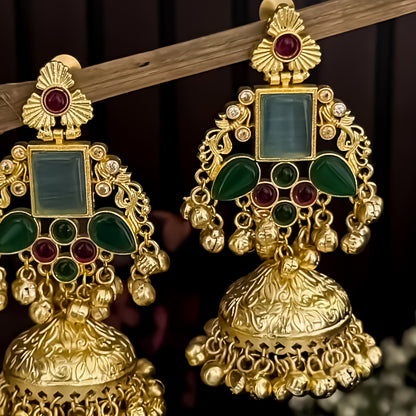 Raahi Kashmiri Brass Dejhoor Ghungroo Jhumka Earrings - Multi