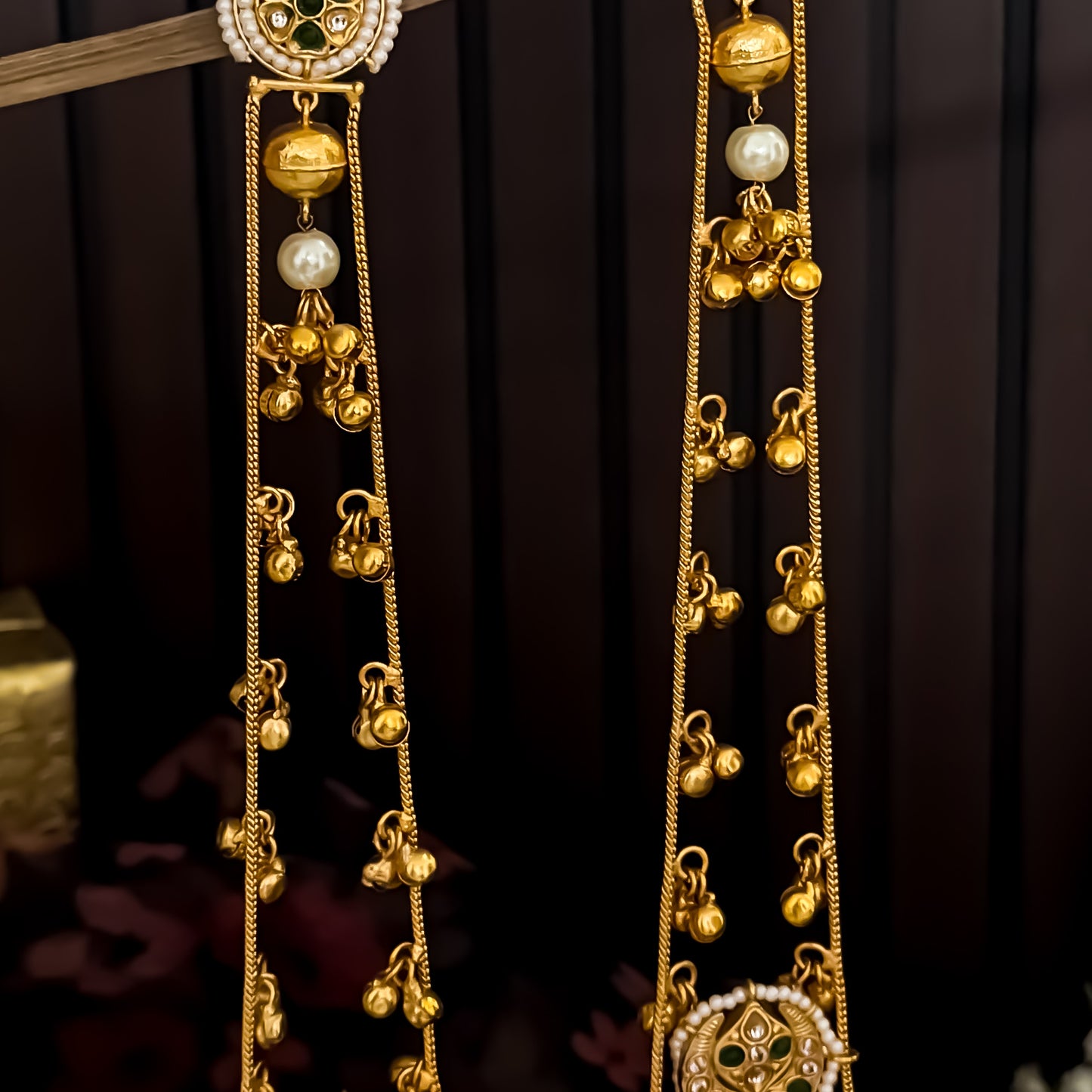 Anwita Kashmiri Brass Dejhoor Jhumka Ghungroo Earrings - Golden