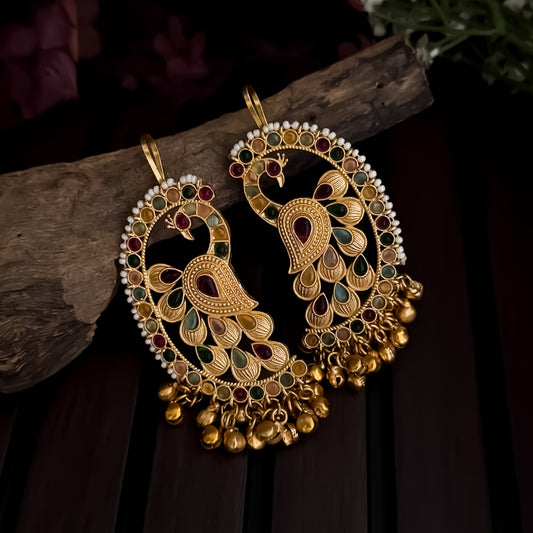 Dhriti Kashmiri Brass Earcuff Ghungroo Earrings - Multi