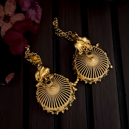 Meghana Kashmiri Brass Jhumka Ghungroo Earrings - Golden