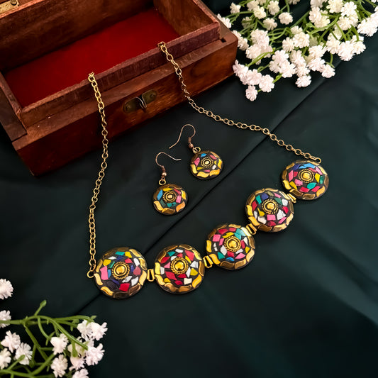 Multi Hue Choker Necklace Set