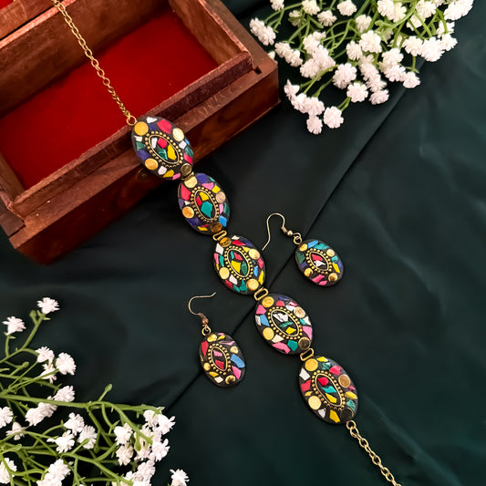 Rainbow Swirl Choker Necklace Set