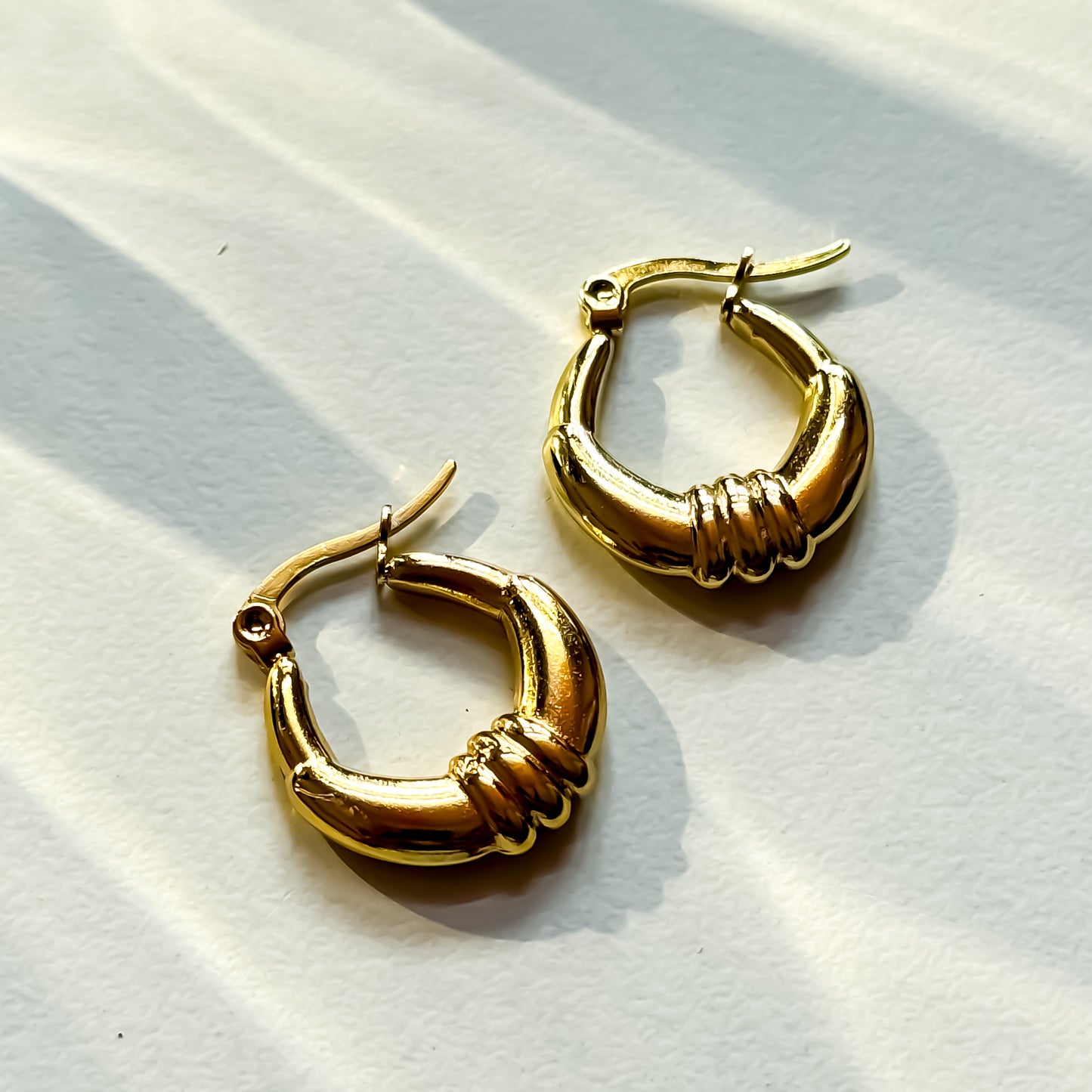 Flora Golden Anti Tarnish Hoop Earrings
