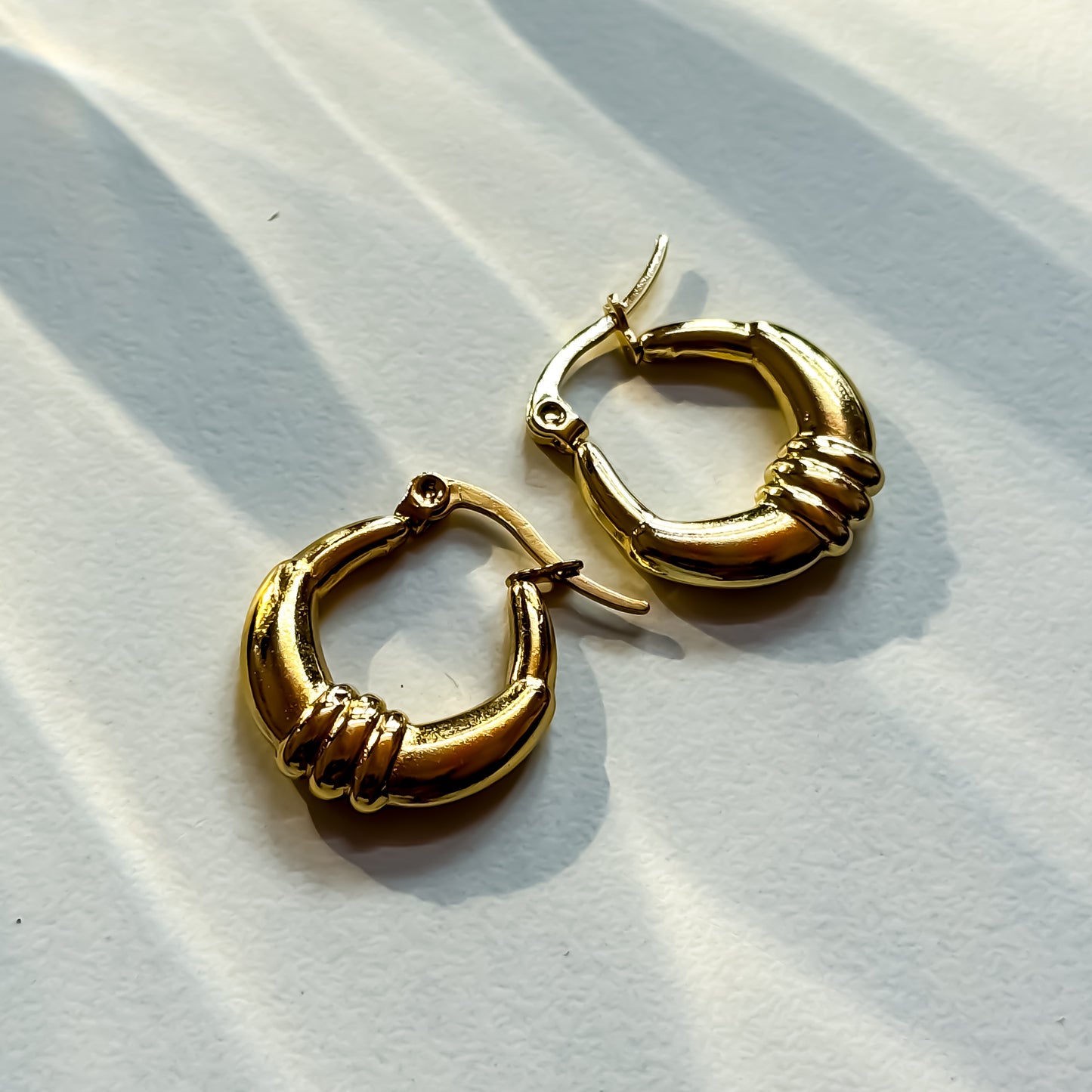 Flora Golden Anti Tarnish Hoop Earrings