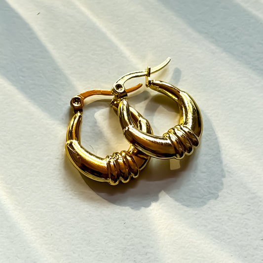 Flora Golden Anti Tarnish Hoop Earrings