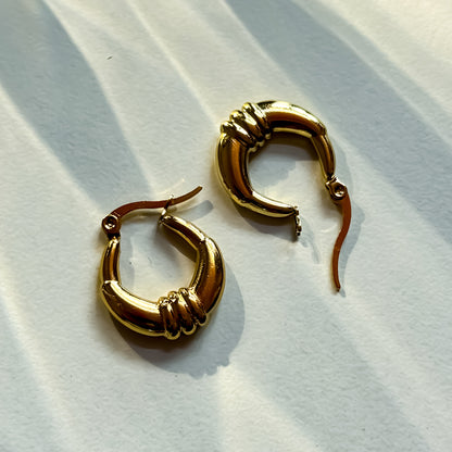 Flora Golden Anti Tarnish Hoop Earrings
