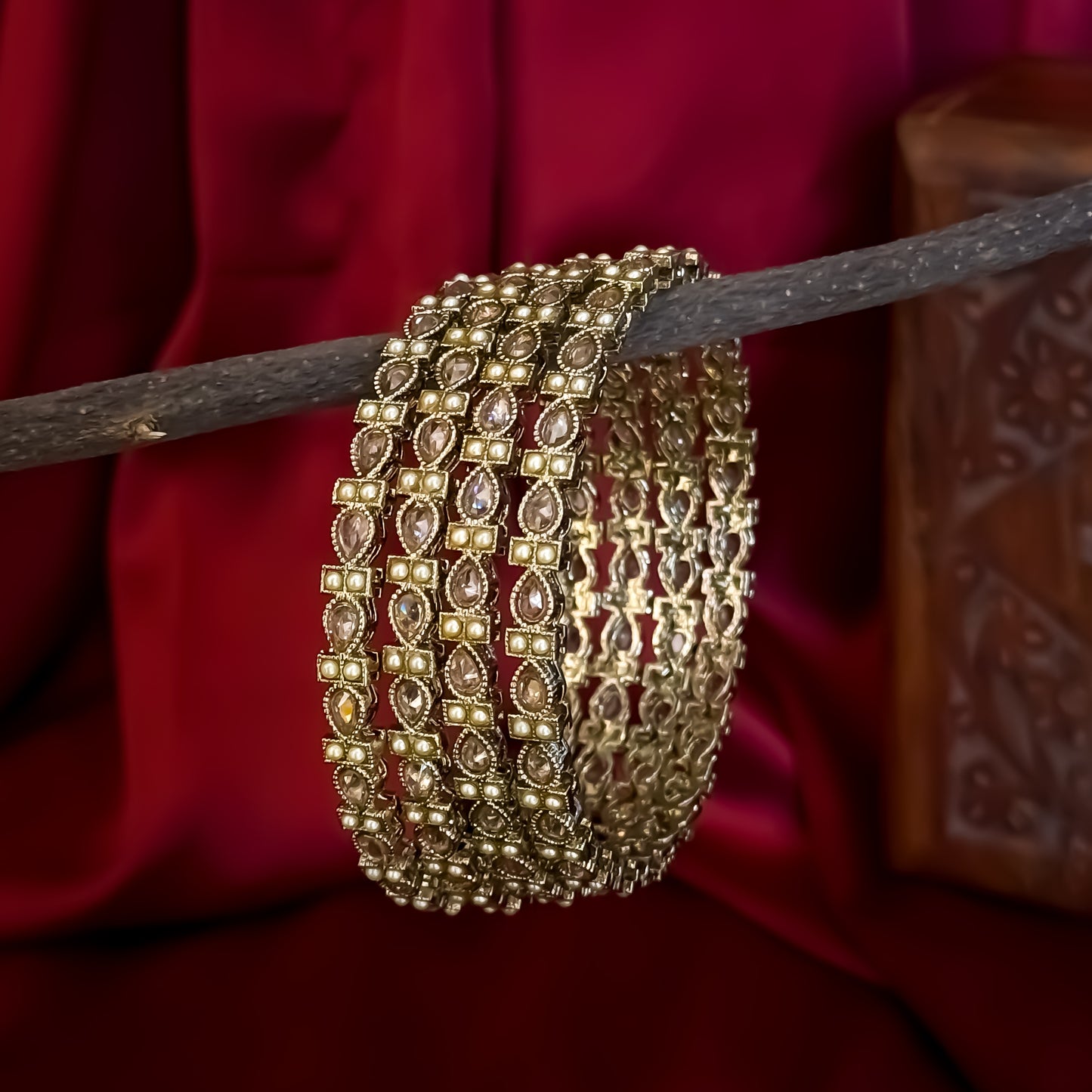 Rasika Jadau Reverse AD Premium Bangles (Set of 4) - Golden