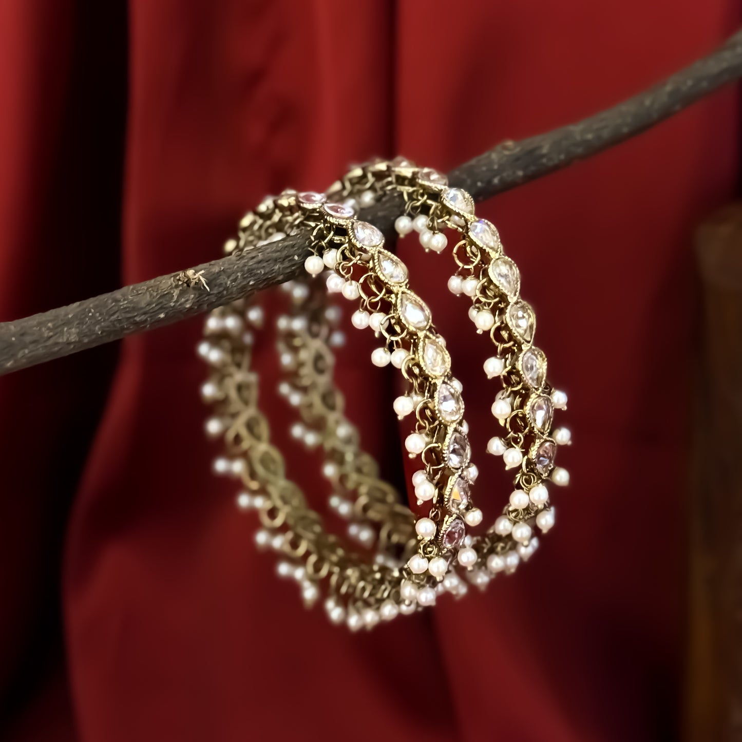 Zaira Reverse AD Premium Kundan Bangles (Set of 2) - Golden