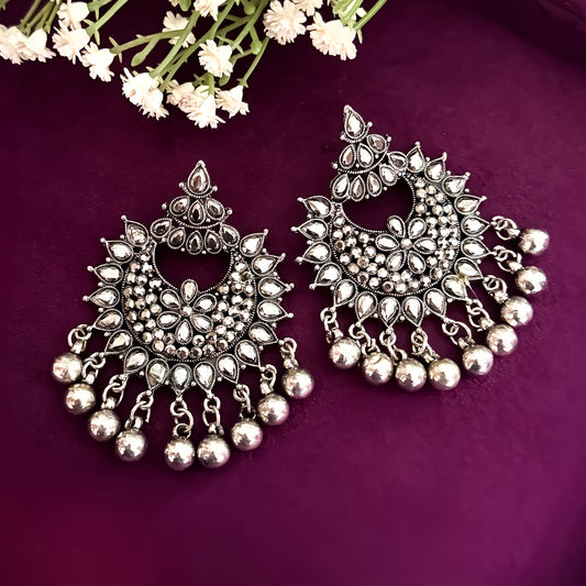 Zircon Black Chandbali Earrings