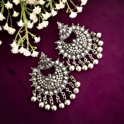 Zircon Black Chandbali Earrings