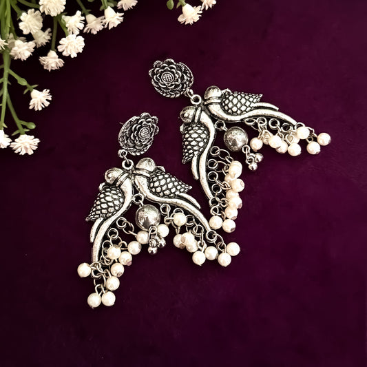 Jyotika German Silver Chandbali Earrings