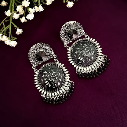 Vridhi German Silver Chandbali Earrings