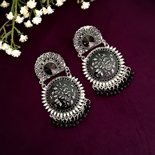 Vridhi German Silver Chandbali Earrings