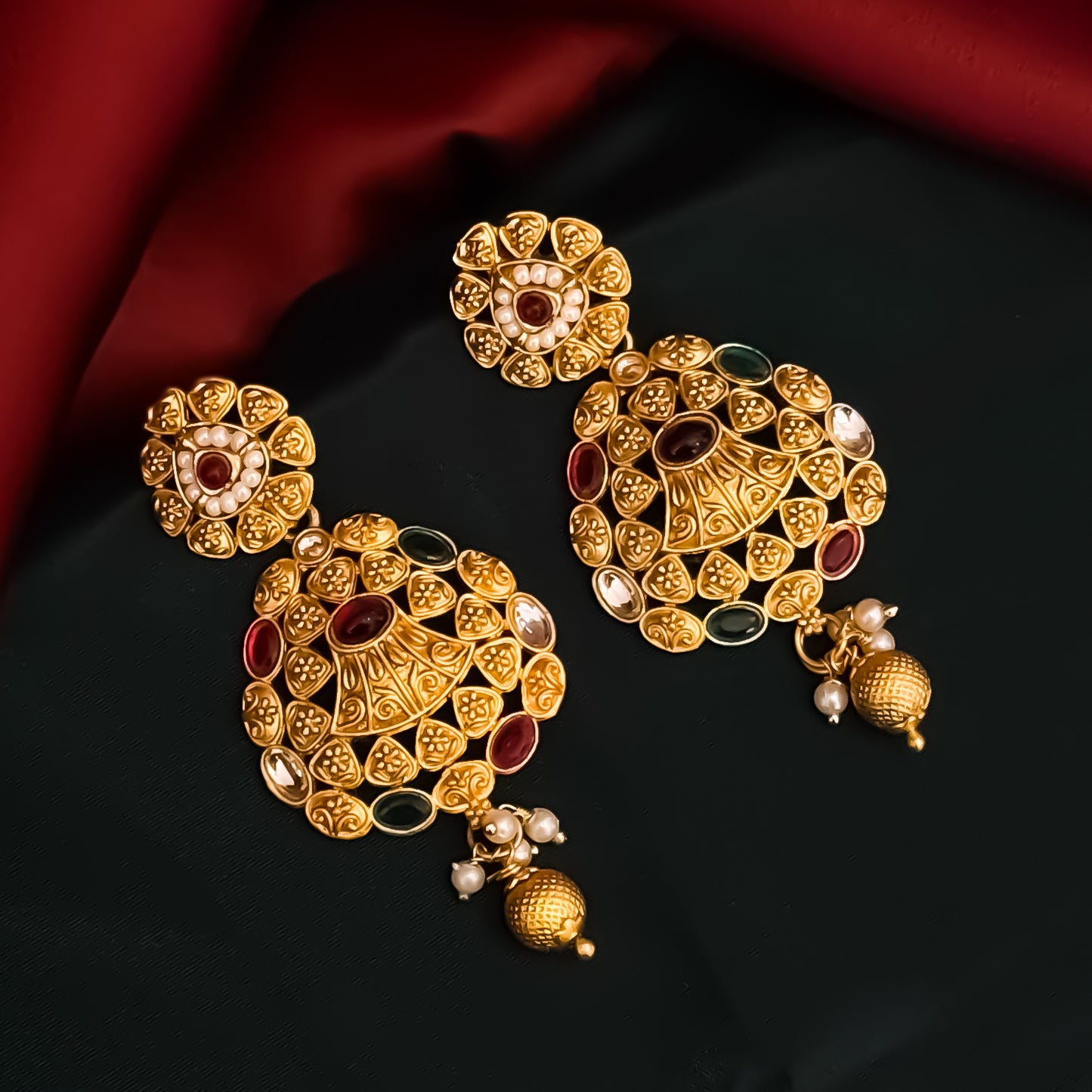 Nehal Rajwadi Matte Polish Sleek Necklace Set - Pink & Green