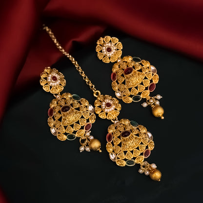 Nehal Rajwadi Matte Polish Sleek Necklace Set - Pink & Green