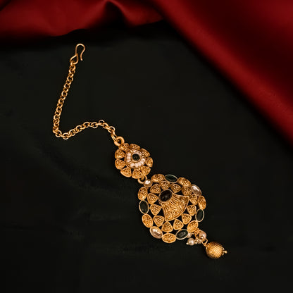 Nehal Rajwadi Matte Polish Sleek Necklace Set - Green