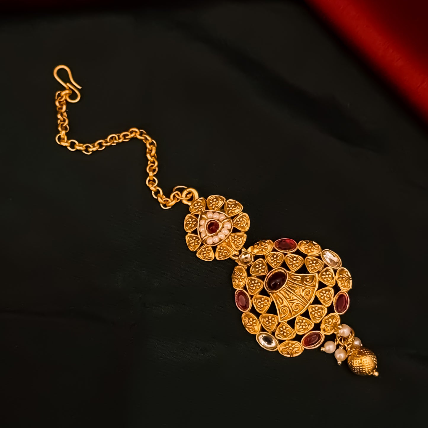 Nehal Rajwadi Matte Polish Sleek Necklace Set - Pink