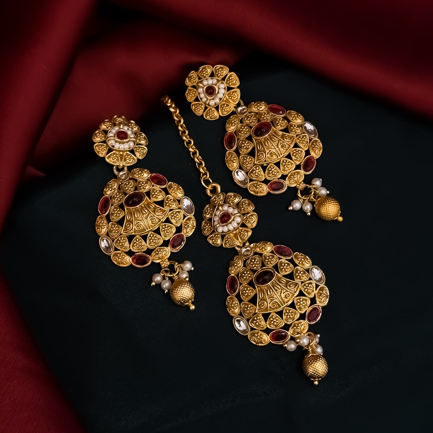 Nehal Rajwadi Matte Polish Sleek Necklace Set - Pink