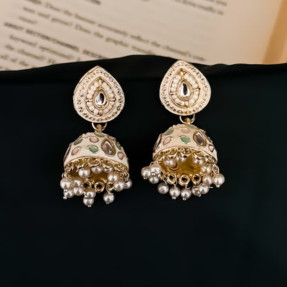 Menka Meenakari Hasli Necklace Set - Ivory