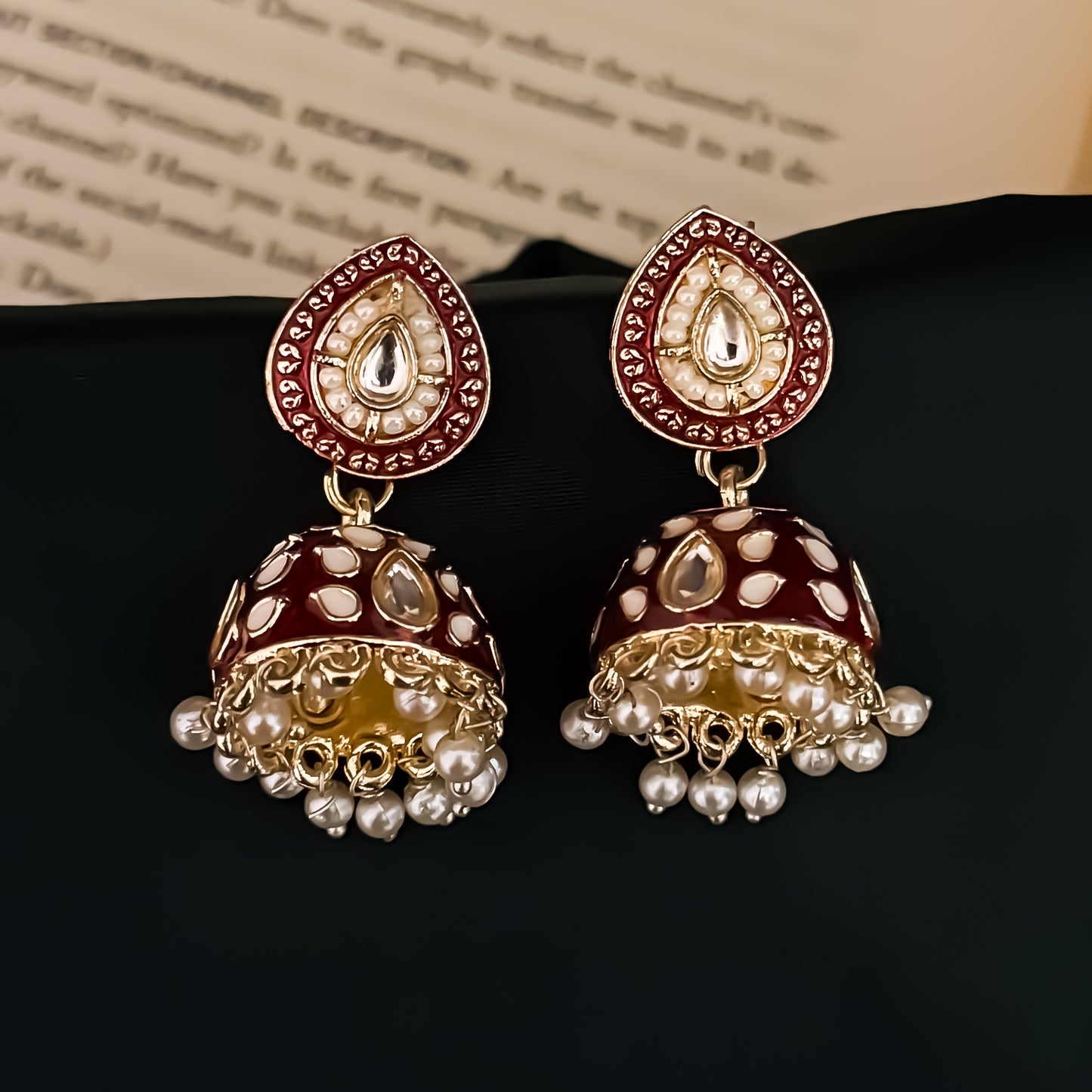 Menka Meenakari Hasli Necklace Set - Maroon