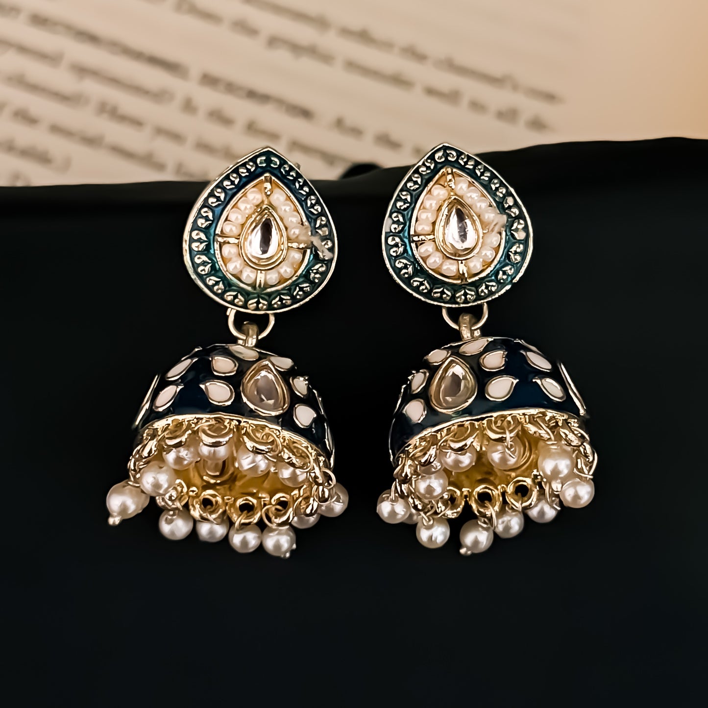 Menka Meenakari Hasli Necklace Set - Peacock Blue