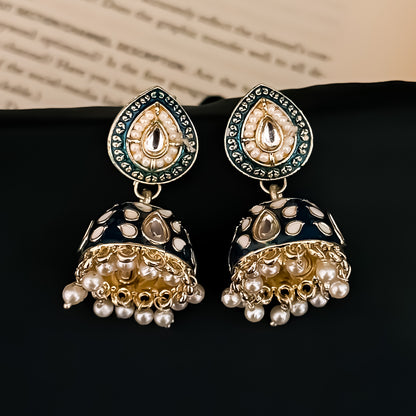 Menka Meenakari Hasli Necklace Set - Peacock Blue