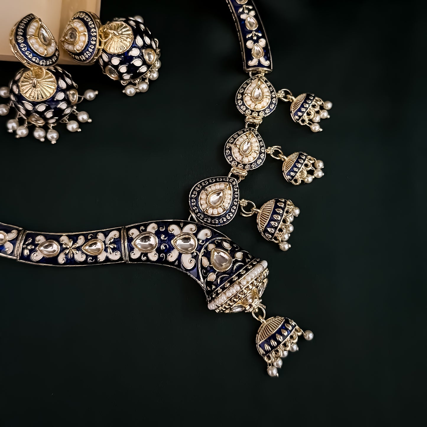 Menka Meenakari Hasli Necklace Set - Blue