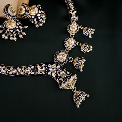 Menka Meenakari Hasli Necklace Set - Blue
