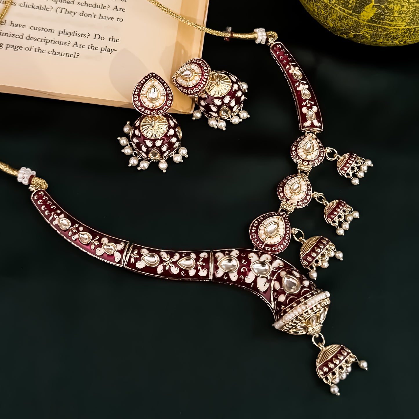 Menka Meenakari Hasli Necklace Set - Purple