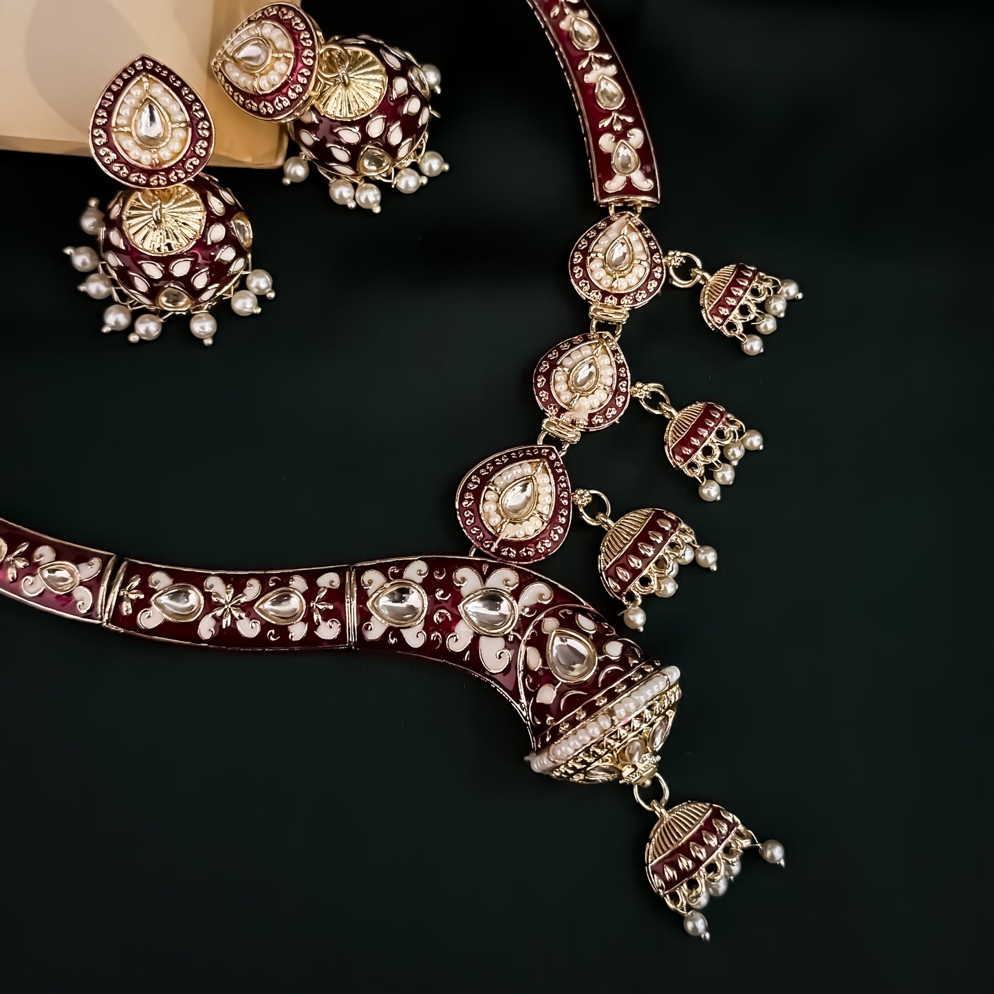 Menka Meenakari Hasli Necklace Set - Purple