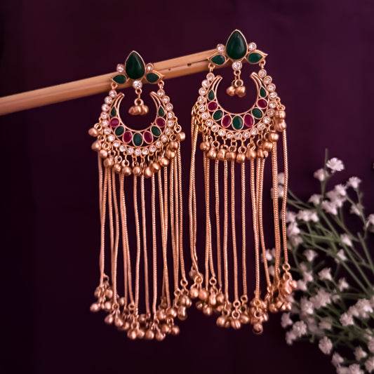 Mridula Kashmiri Brass Ghunghroo Chandbali Earrings