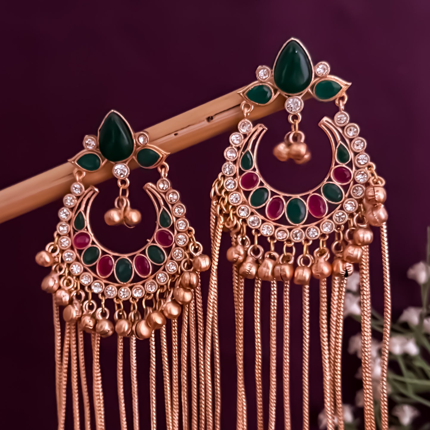 Mridula Kashmiri Brass Ghunghroo Chandbali Earrings